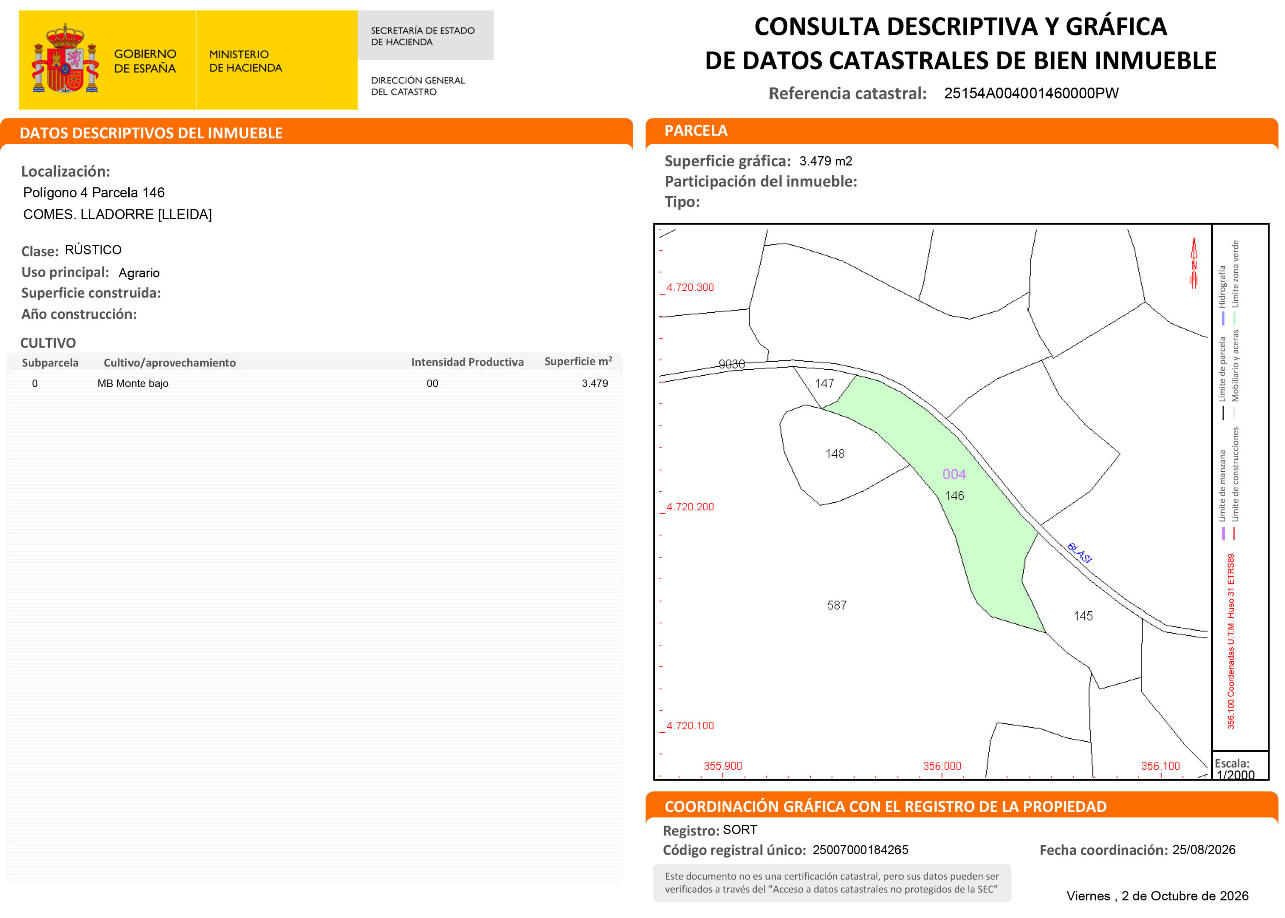 Certificación Descriptiva y Gráfica Catastral 25154A0040014600