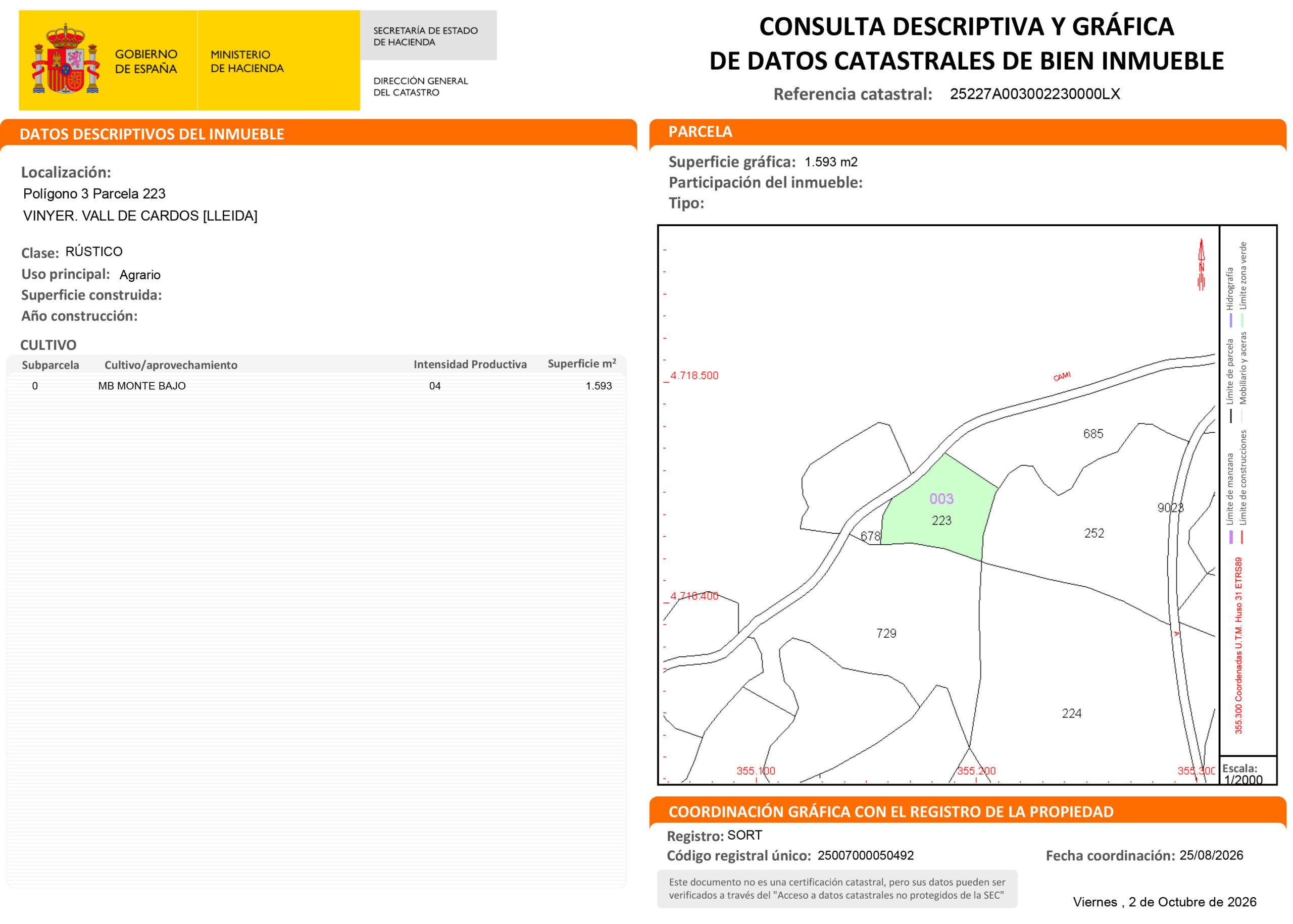 Certificación Descriptiva y Gráfica Catastral 25227A0030022300