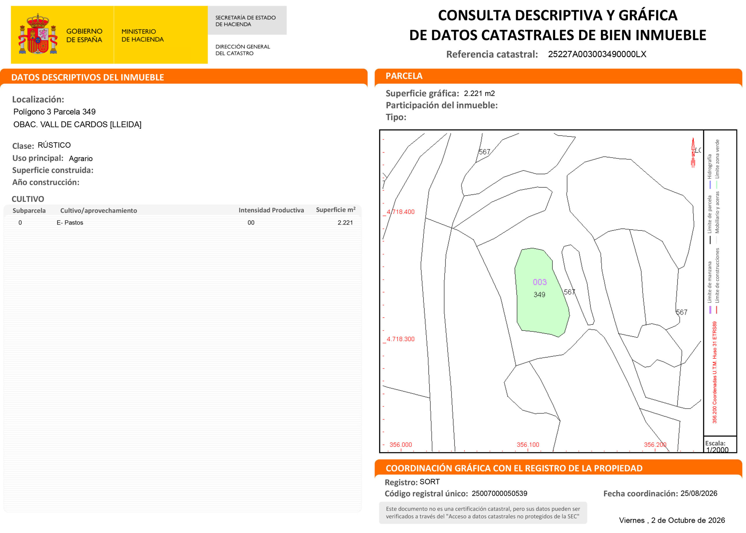 Certificación Descriptiva y Gráfica Catastral 25227A0030034900